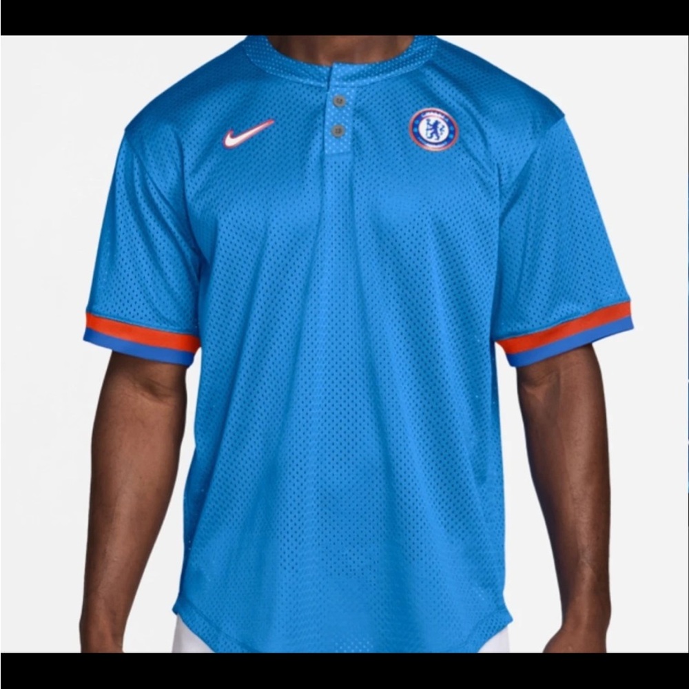 Nike Chelsea FC Baseball Jersey Mens Small & medium Blue Orange FQ3416-435 NEW